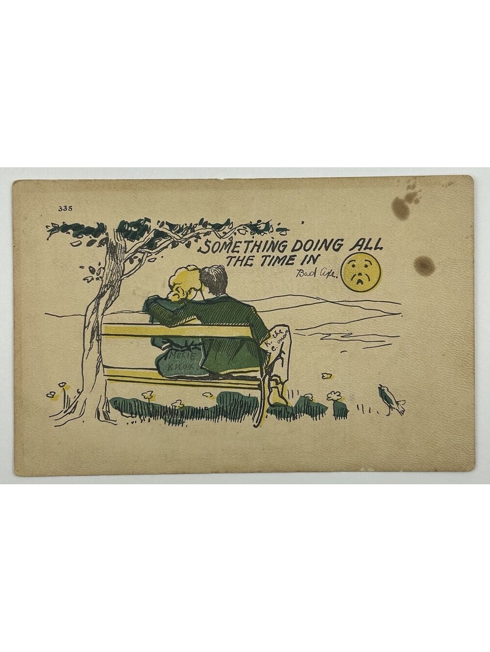 Vtg Postcard Something Doing All The Time In Bad Axe Michigan MI Romance    E-12